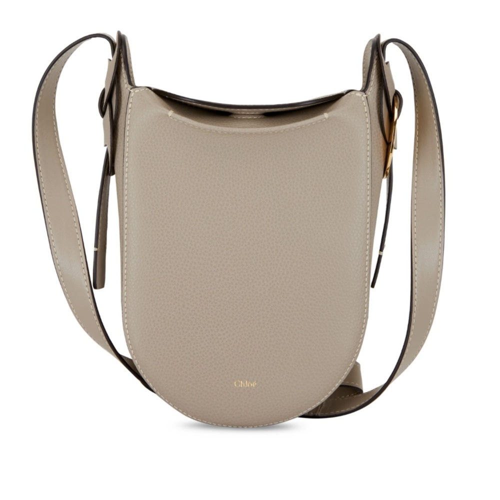 Chloe Darry Leather Crossbody in Light Gray